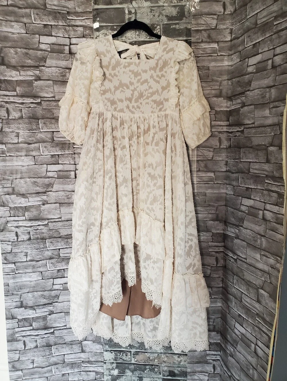 Joyfolie Kassia Maxi Dress Bohemian Cottagecore Vintage-inspired Hi-lo Lace‎ 12